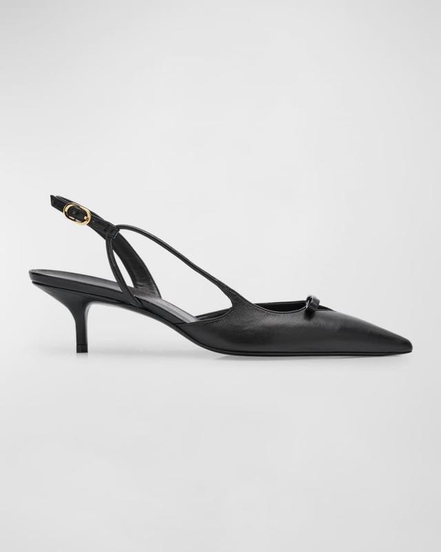 Tully Leather Bow Slingback Pumps Product Image