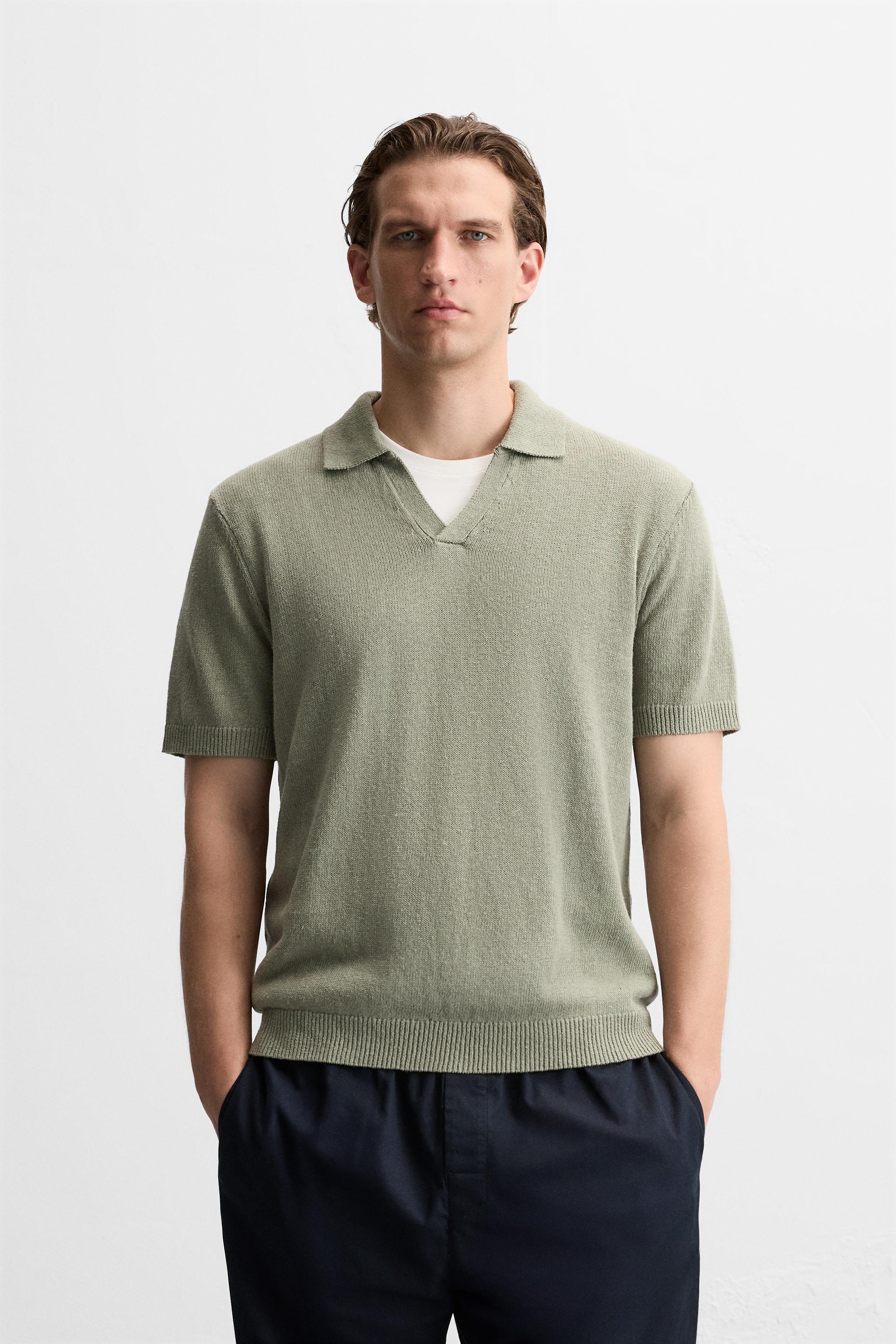 COTTON - LINEN BLEND KNIT POLO Product Image