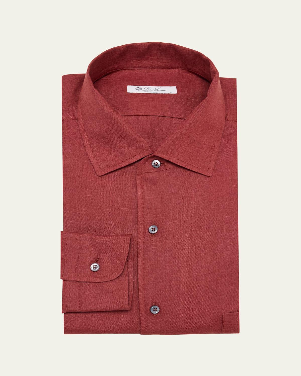 Mens Shinano Stripe Linen Casual Button-Down Shirt Product Image