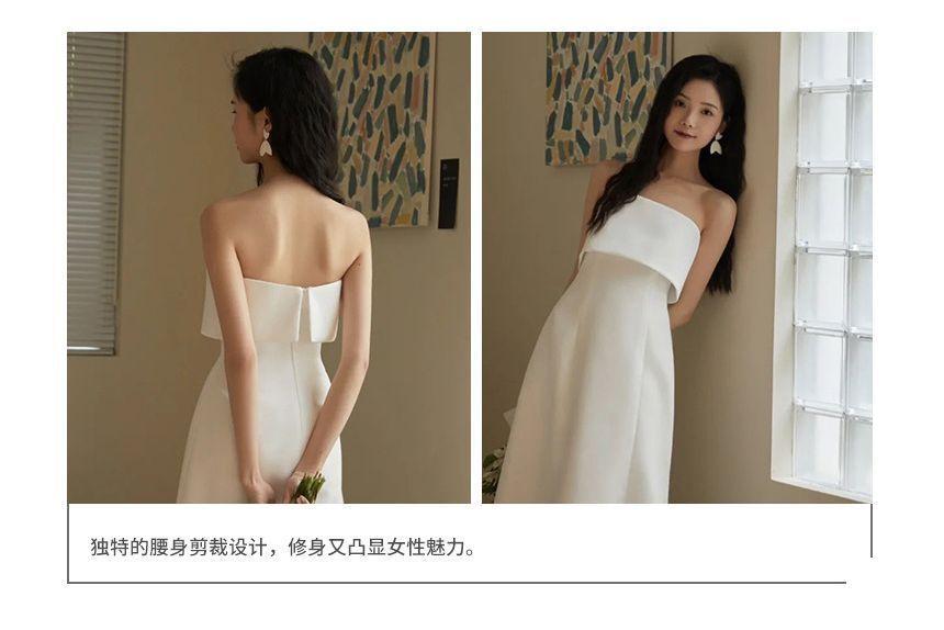 Strapless Plain Midi A-Line Wedding Dress Product Image