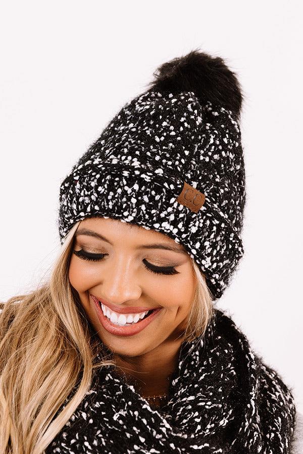 Full Of Warmth Popcorn Knit Beanie in Black Product Image