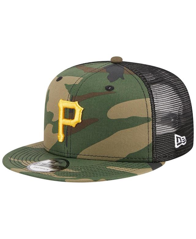 Men's New Era Camo Pittsburgh Pirates Woodland Camo Trucker 9FIFTY Snapback Hat Product Image