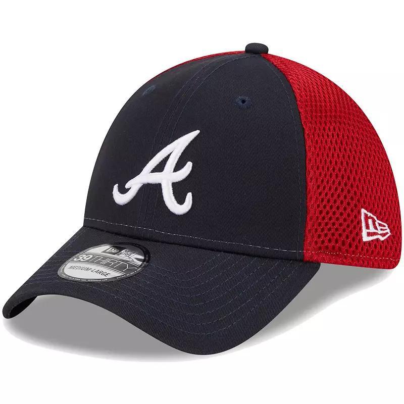 Mens New Era Atlanta Braves Team Neo 39THIRTY Flex Hat Blue Product Image