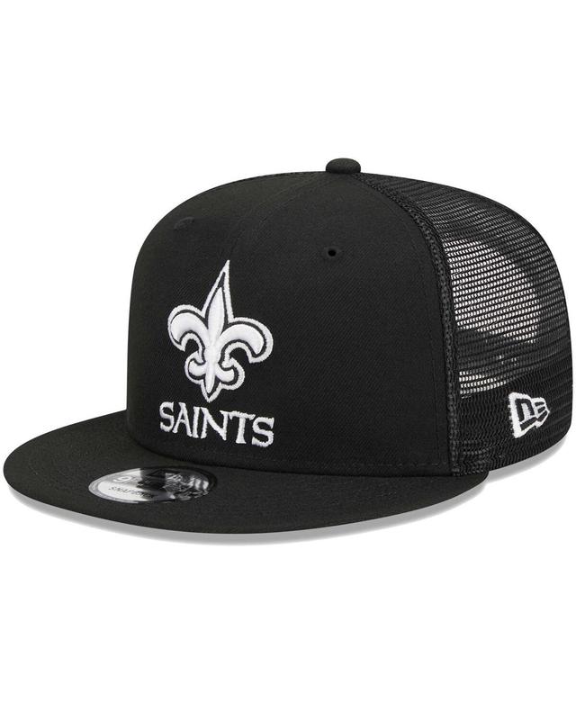 Mens New Era Black New Orleans Saints Main Trucker 9FIFTY Snapback Hat Product Image