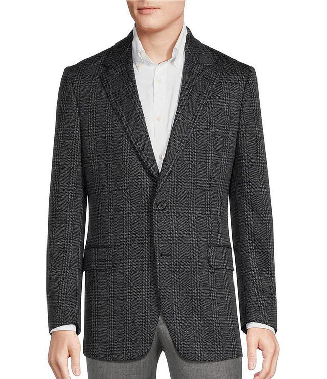 Hickey Freeman Classic Fit Plaid Knit Pattern Sport Coat Product Image