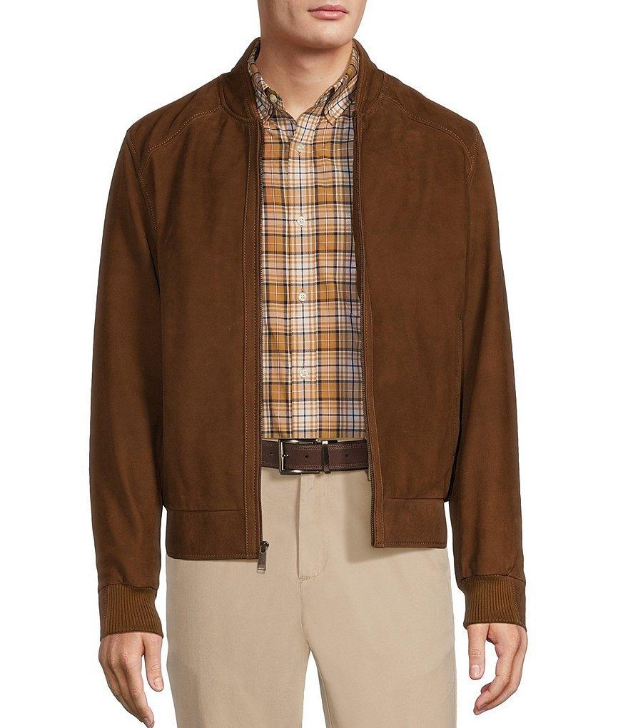 Roundtree & Yorke Leather Baseball Bomber Jacket product image