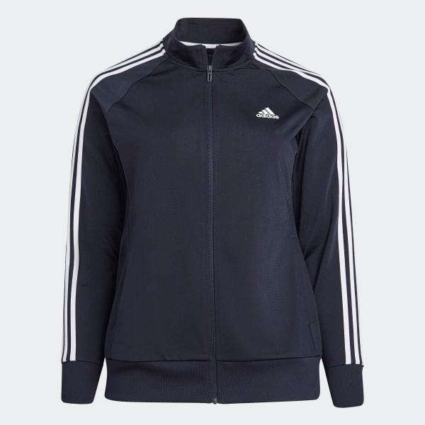 adidas Essentials Warm-Up Tricot Slim 3-Stripes Track Jacket (Plus Size) Blue Dawn 2X Womens Product Image