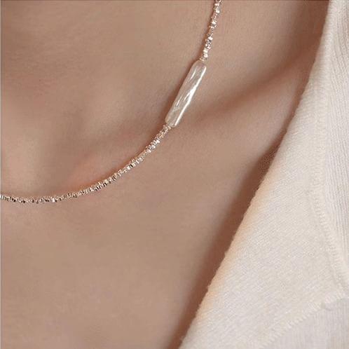 Sterling Silver Faux Pearl Necklace Product Image