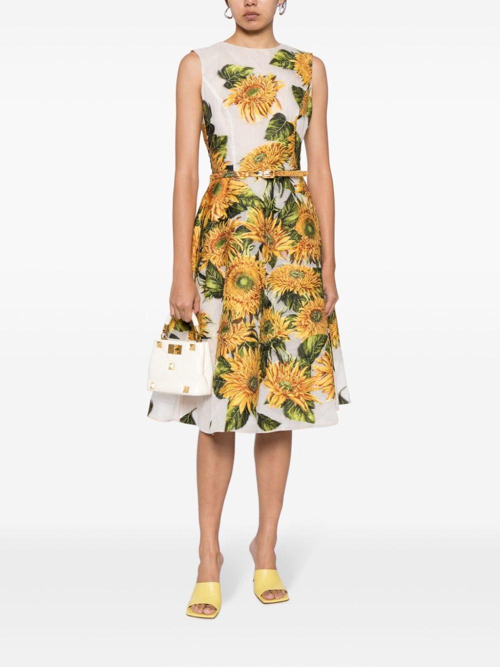 Floral-print Silk Midi Dress In Multicolour Product Image