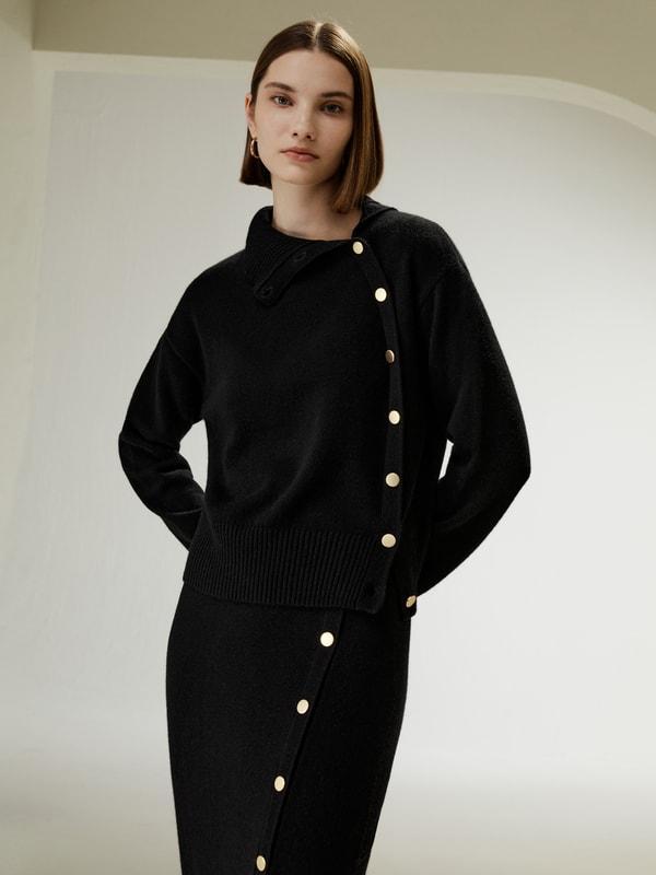 Cashmere Sweater With Row of Side Buttons Product Image