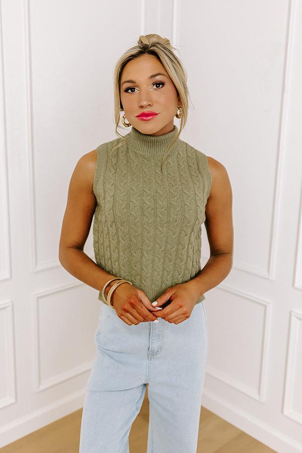 Cool Touch Knit Sweater Top in Sage Product Image