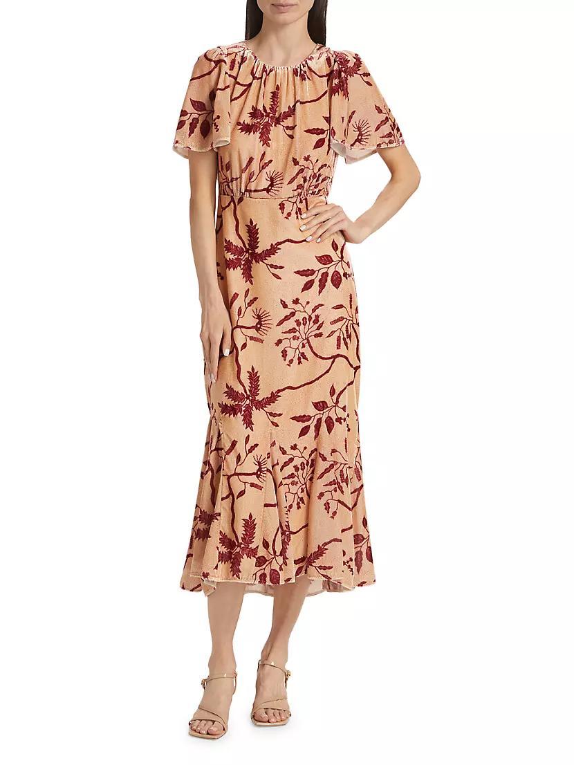 Cream Enchanted Vine Grande Arabella Floral Midi-Dress Product Image