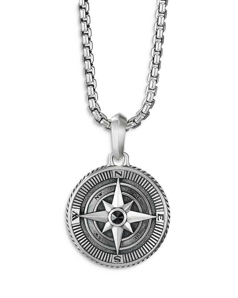 Mens Maritime Compass Amulet with Center Black Diamond Product Image