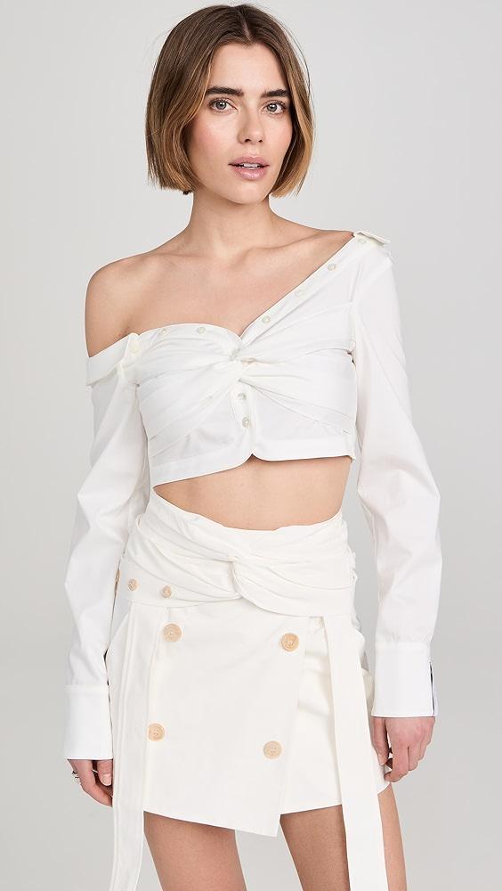 ROKH Asymmetric Twist Crop Blouse | Shopbop Product Image