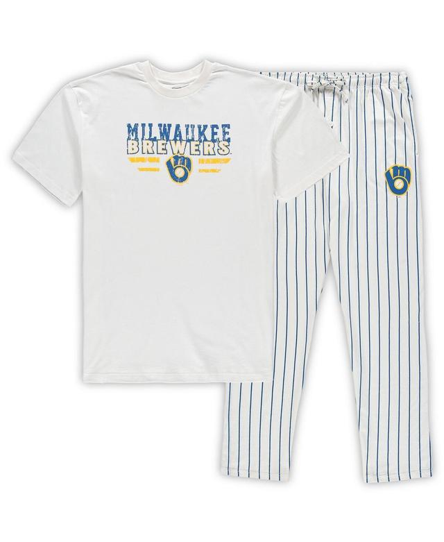 Mens Concepts Sport /Royal Milwaukee Brewers Big & Tall Pinstripe Sleep Set Product Image