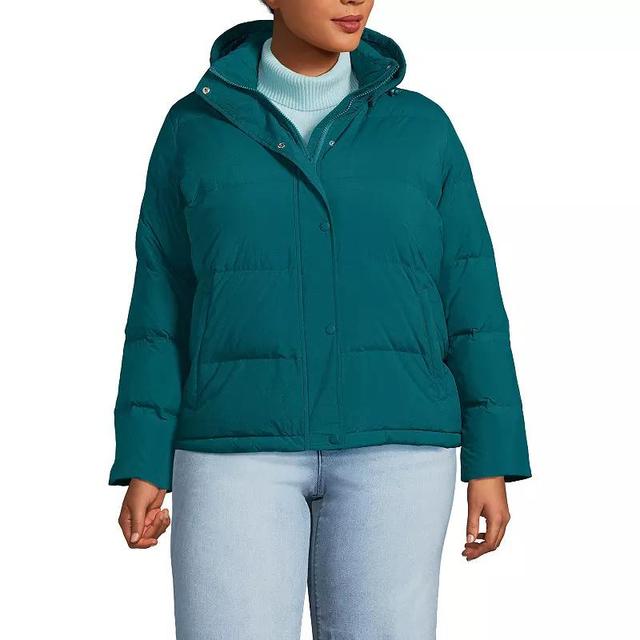 Plus Size Lands End Down Puffer Jacket with Removable Hood, Womens Product Image