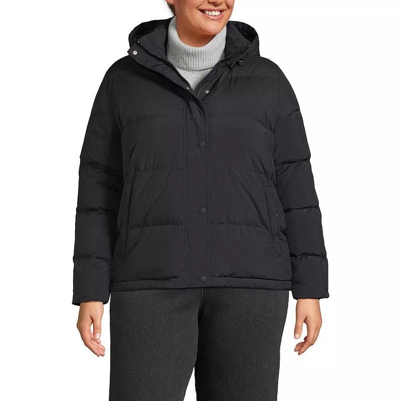 Plus Size Lands End Down Puffer Jacket with Removable Hood, Womens Product Image