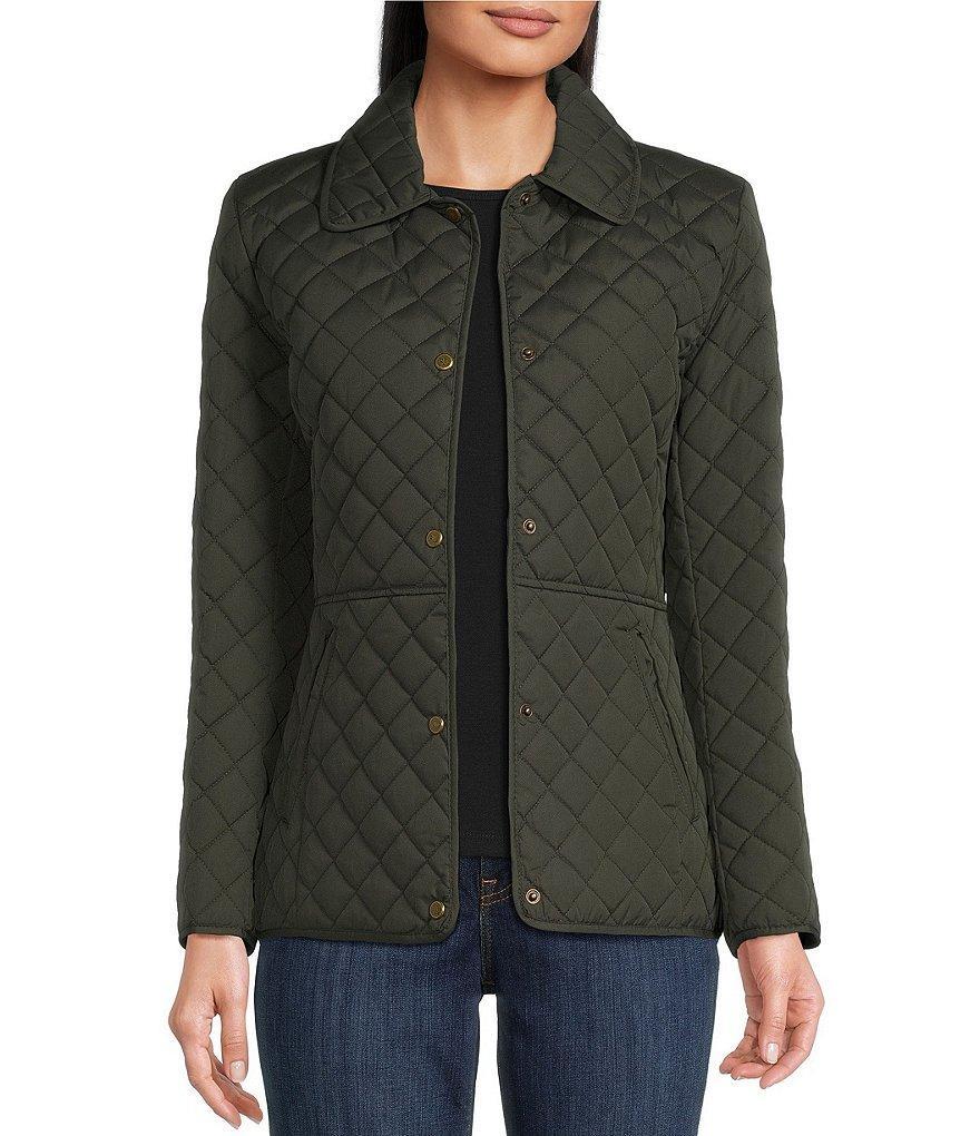 Ralph Lauren Solid Quilt Pattern Point Collar Snap Front Barn Jacket Product Image