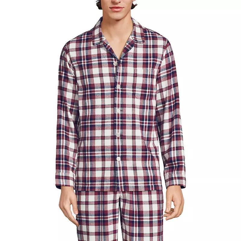 Mens Lands End Flannel Pajama Shirt Red Navy Plaid Product Image