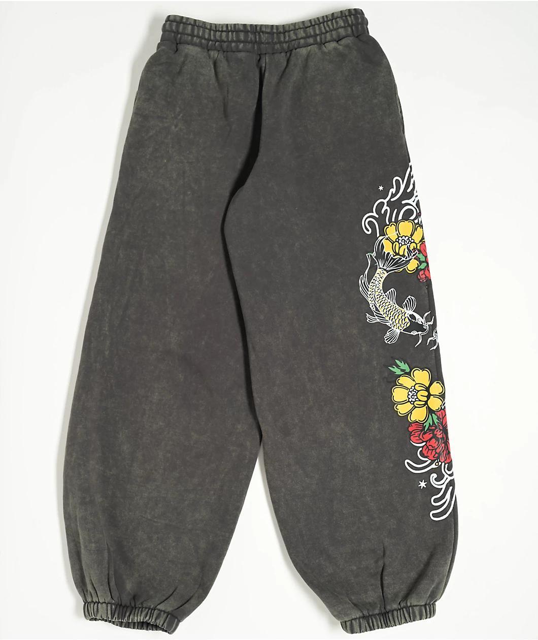 Ninth Hall Kyra Black Mineral Wash Oversized Sweatpants Product Image