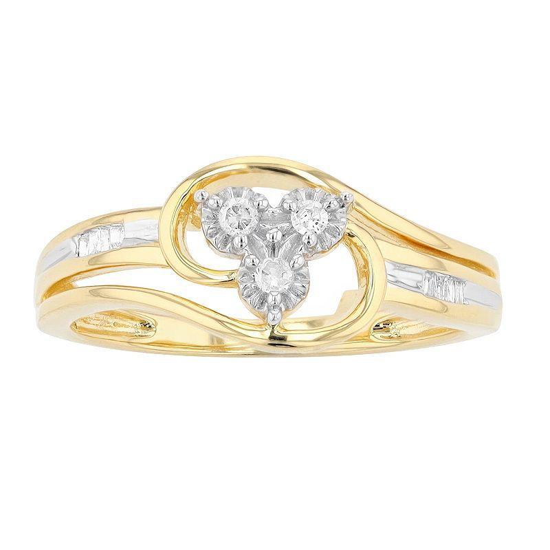 14k Gold Over Silver 1/10 Carat T.W. Diamond Promise Ring, Womens Gold Tone Product Image