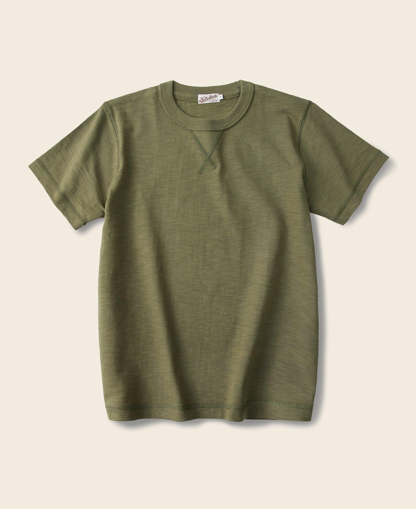 10.5 oz US Cotton Tubular Gusset T-Shirt - Green Product Image