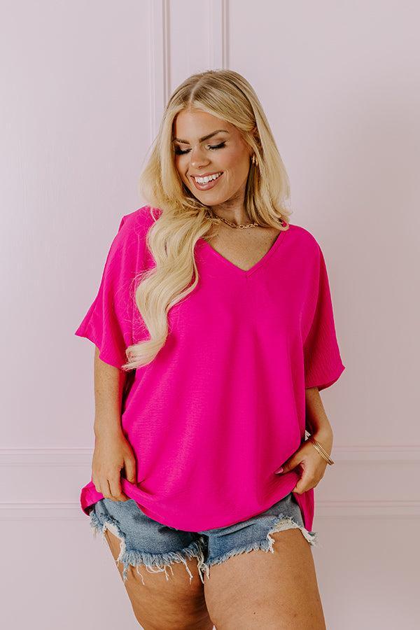 Vistas And Vino Shift Top in Hot Pink Curves Product Image