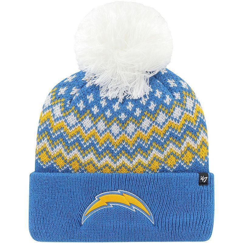 Womens 47 Powder Blue Los Angeles Chargers Elsa Cuffed Knit Hat with Pom Product Image