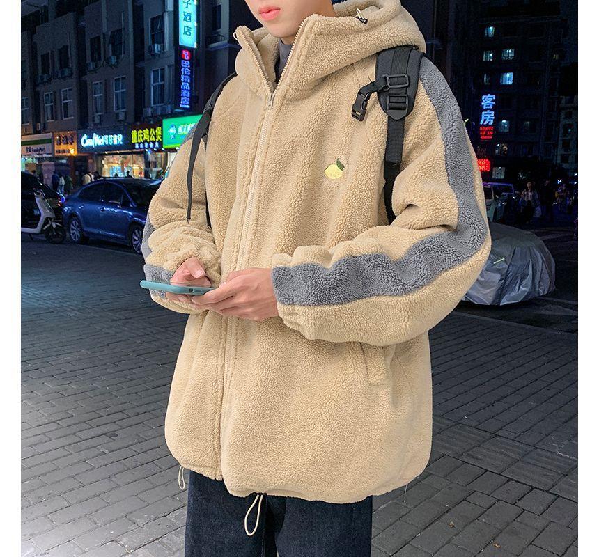 Two Tone Hooded Zip-Up Fleece Jacket Product Image