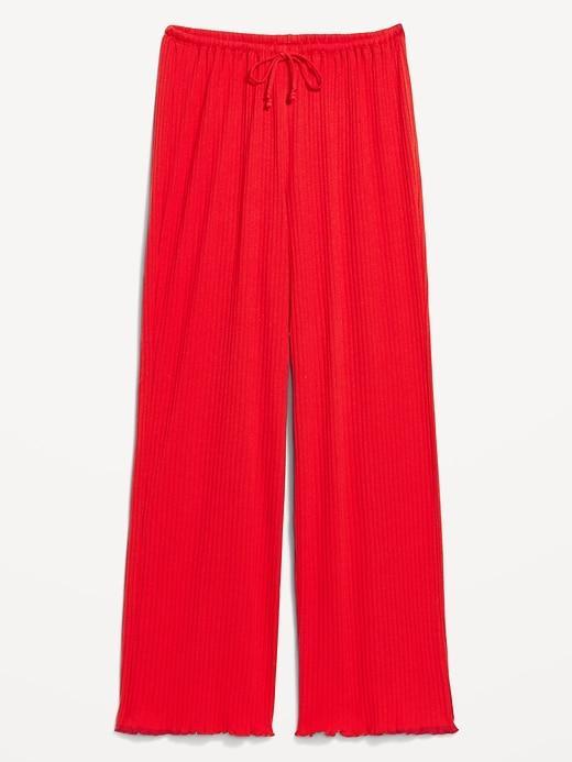 High-Waisted Ribbed Pajama Pants Product Image