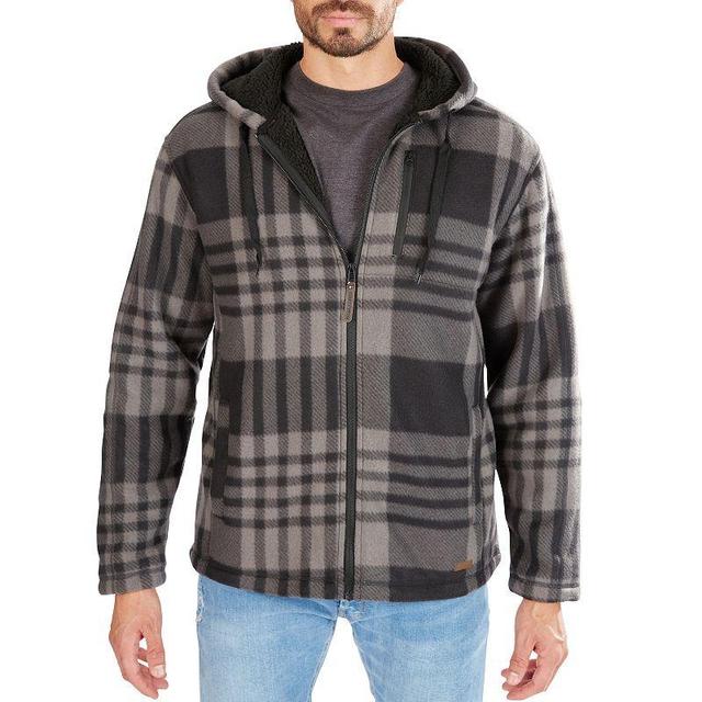 Mens Smiths Workwear Butter-Sherpa Lined Plaid Hooded Jacket Blue Gray Product Image