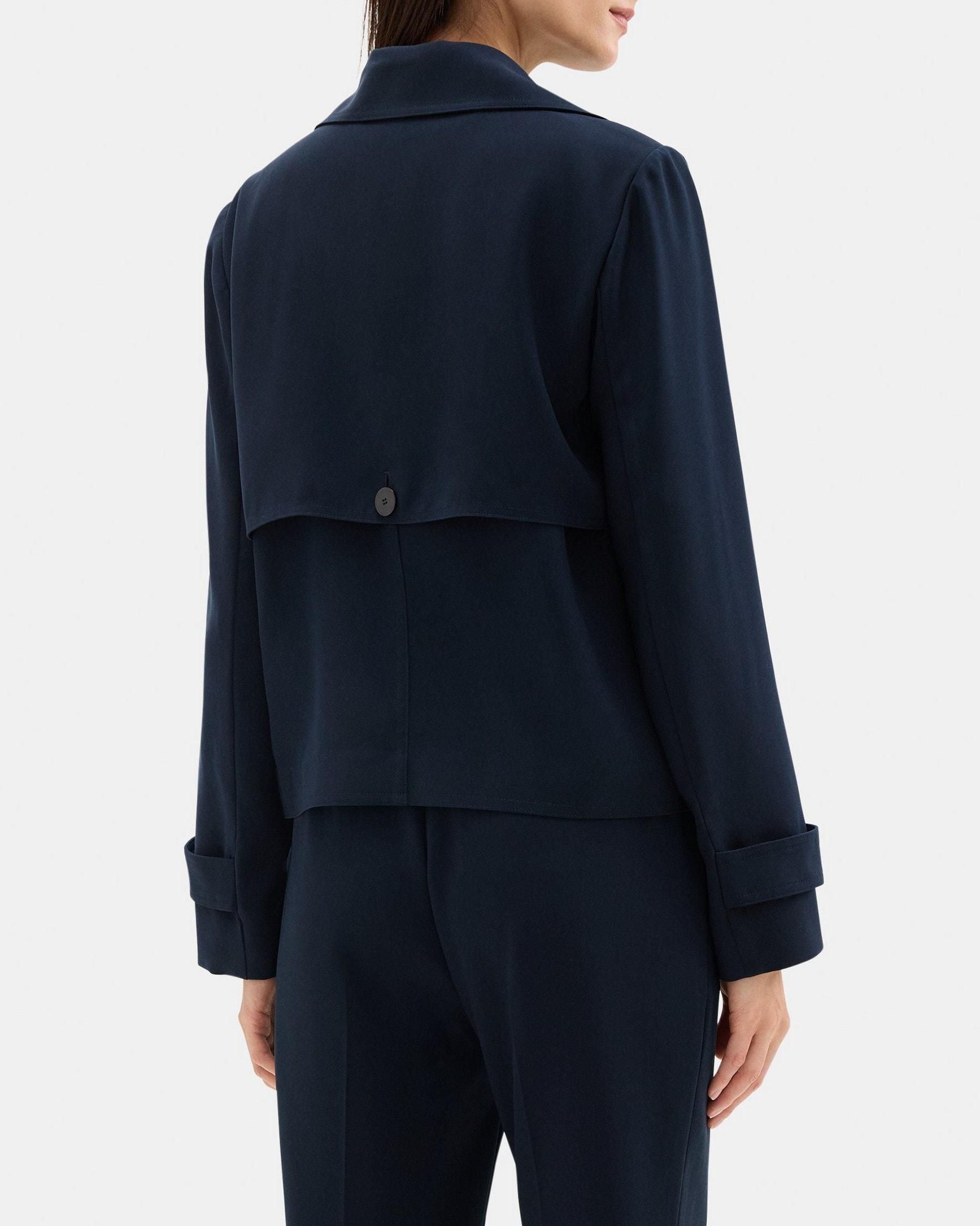 Cropped Double-Breasted Trench Coat in Crepe Product Image