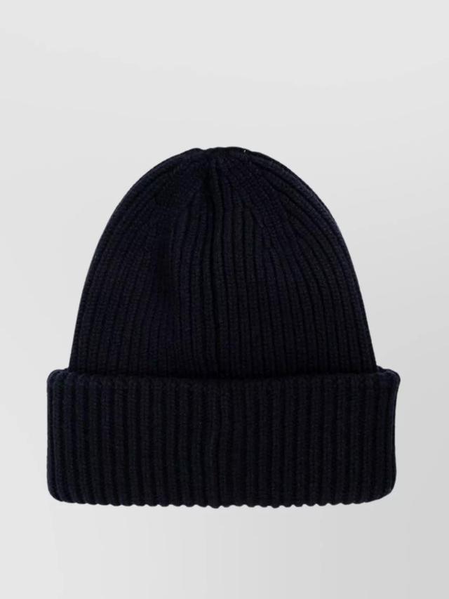 MONCLER Ribbed Wool-cashmere Blend Hat In Black Product Image