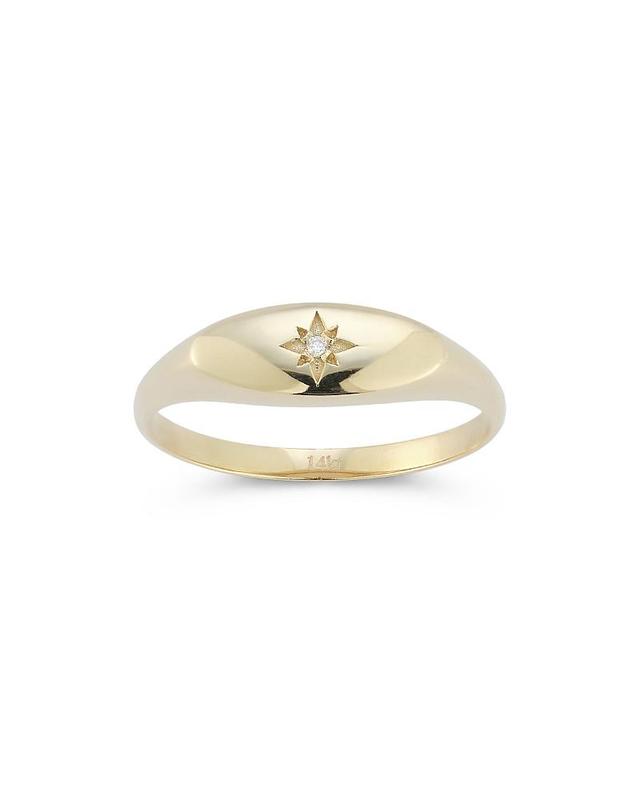 Saks Fifth Avenue Womens 14K Yellow Gold & 0.01 TCW Diamond Star Signet Ring Product Image