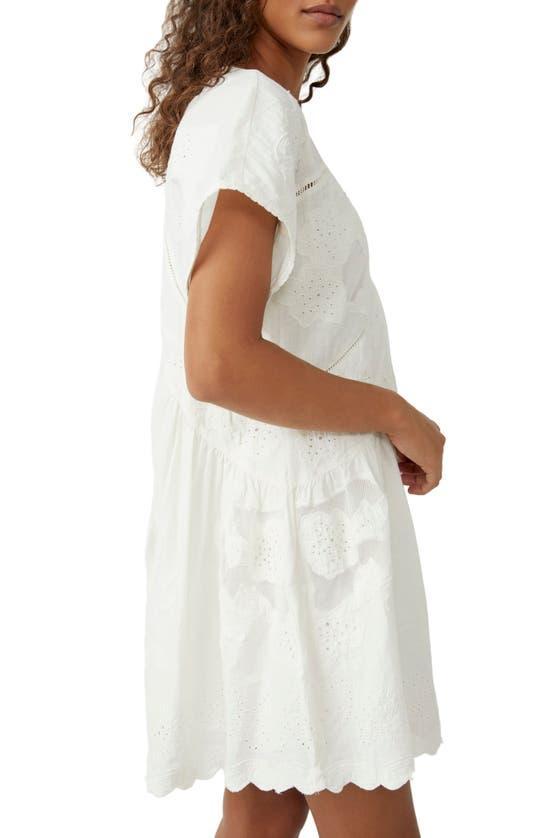 Serenity Embroidered Cotton Minidress In Ivory Product Image