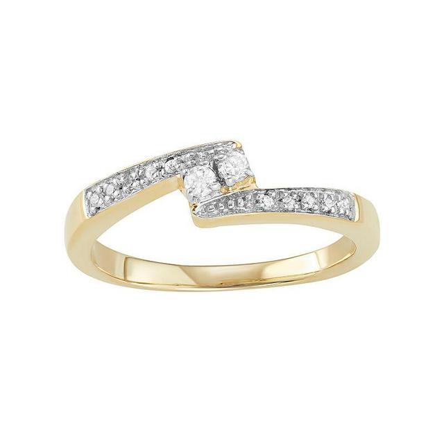 10k Gold 1/10 Carat T.W. Diamond 2-Stone Ring, Womens, Size: 6, White Product Image