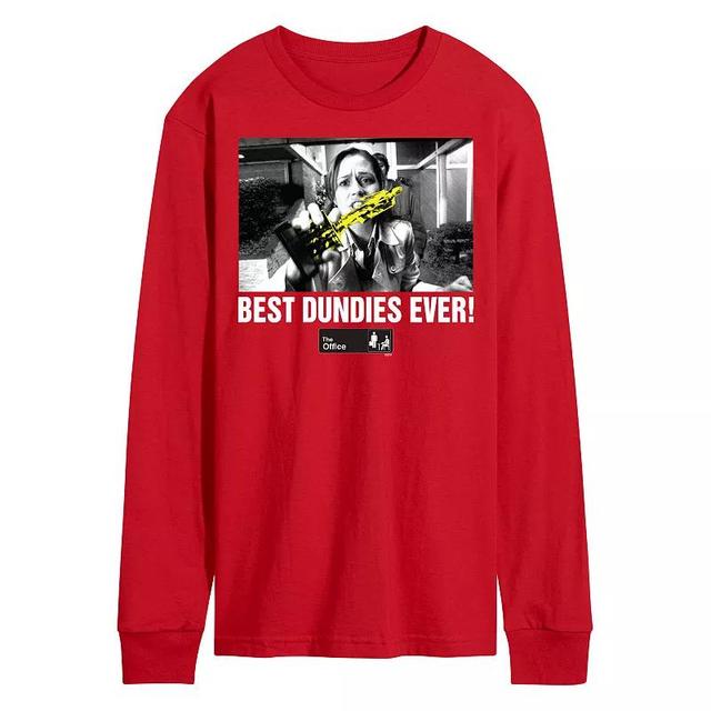 Mens The Office Best Dundies Ever Long Sleeve Tee Red Product Image