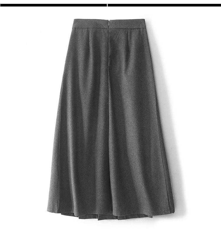 High Waist Plain Maxi A-Line Pleated Skirt Product Image