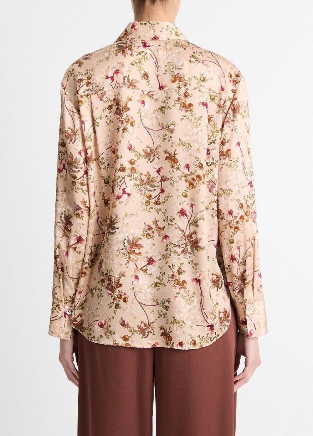 Silk Orchid Vine Bias Long-Sleeve Blouse Product Image