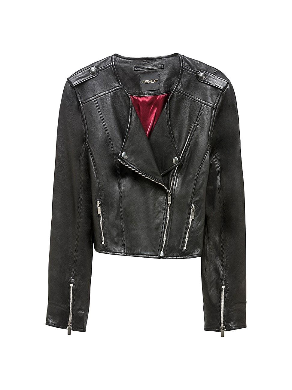 Womens Sandy Cropped Leather Jacket Product Image