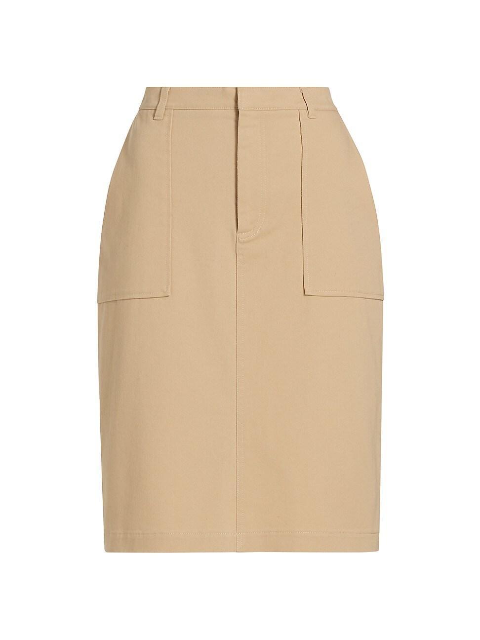 Womens Washed Cotton Twill Pencil Skirt Product Image