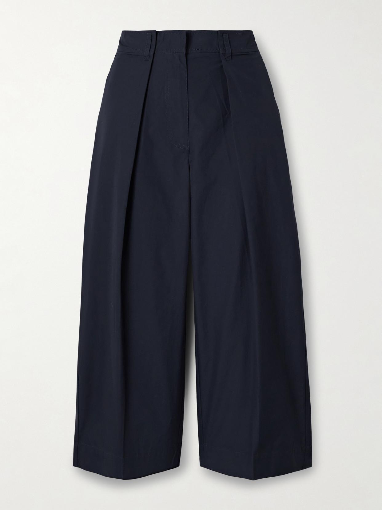 Emery Wide-leg Cropped Cotton Pant In Midnight Product Image