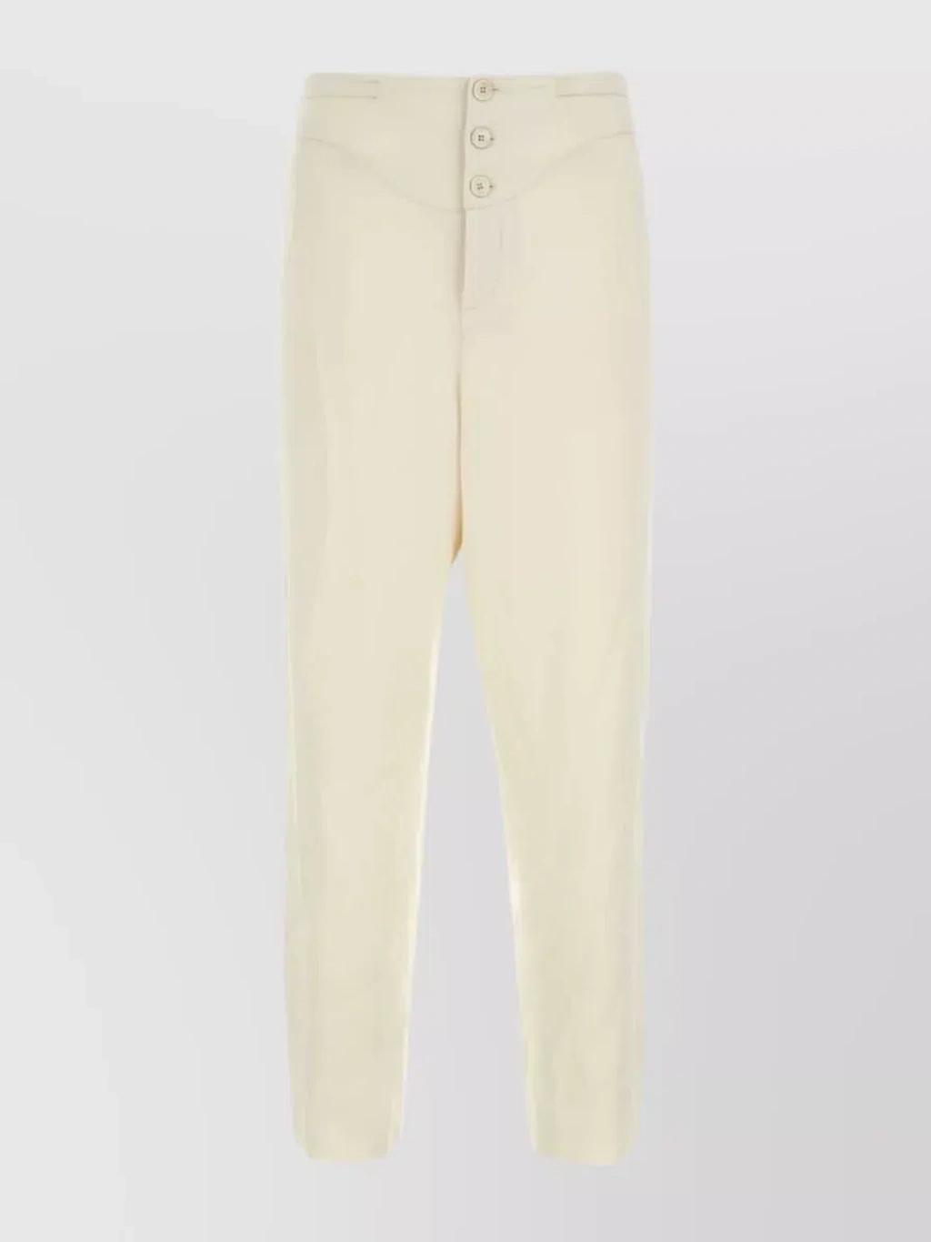 Tailored High Waist Satin Trousers In Beige Product Image