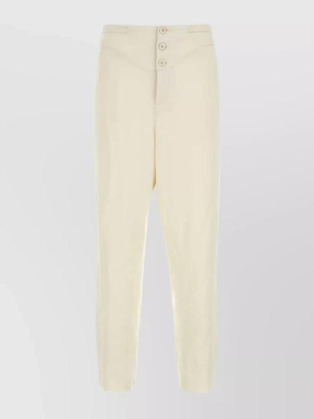 Tailored High Waist Satin Trousers In Beige Product Image