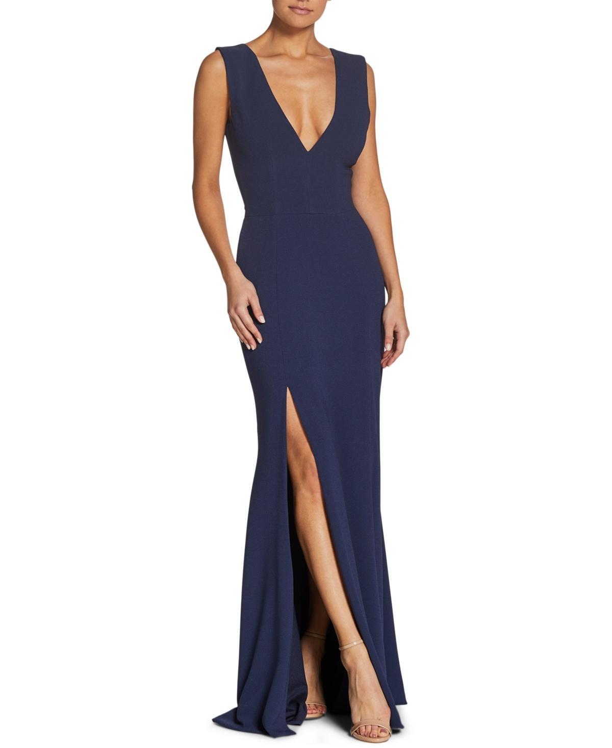 Dress the Population Sandra Plunge Crepe Trumpet Gown Product Image