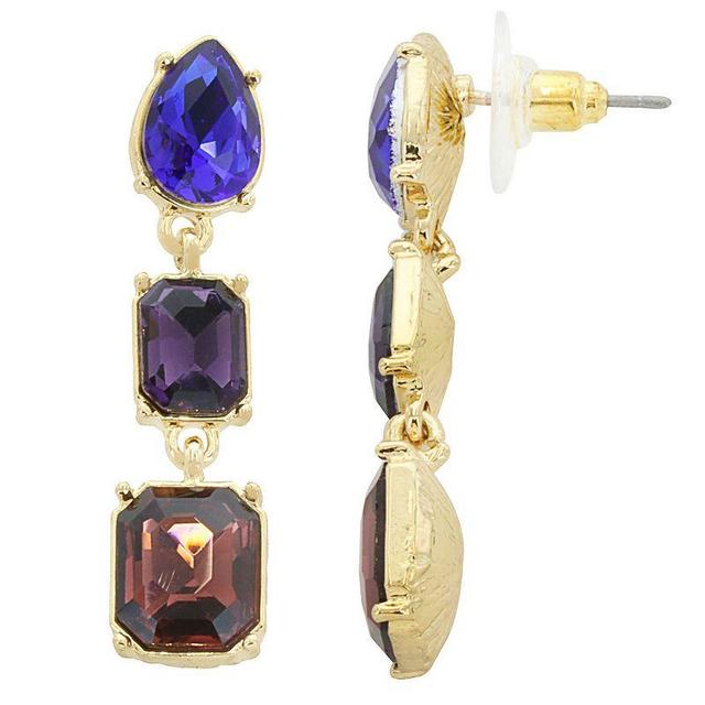 Pannee by Panacea Gold Tone Jewel Drop Earrings, Womens, Blue Product Image