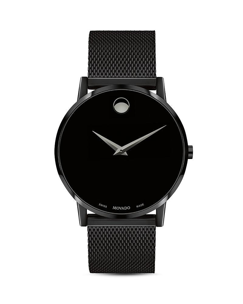 Men's Movado MuseumÂ® Classic 1/20 CT. T.w. Diamond Gold-Tone PVD Watch with Black Dial (Model: 0607625) Product Image