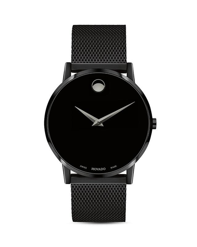 Men's Movado MuseumÂ® Classic 1/20 CT. T.w. Diamond Gold-Tone PVD Watch with Black Dial (Model: 0607625) Product Image