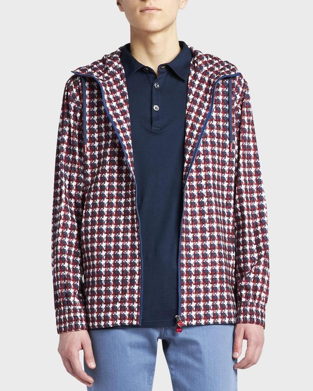 Mens Houndstooth Full-Zip Hooded Jacket Product Image