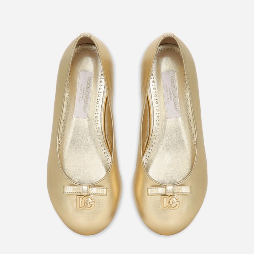 Foiled Nappa Leather Ballet Flats In Gold Product Image